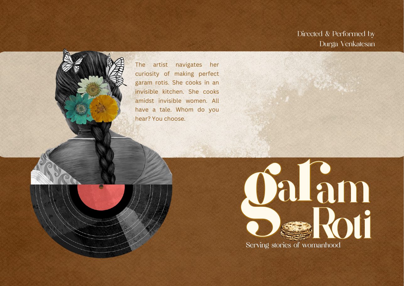 Garam Roti cover artwork: a collage of a woman with a braid and flowers above a vinyl record.